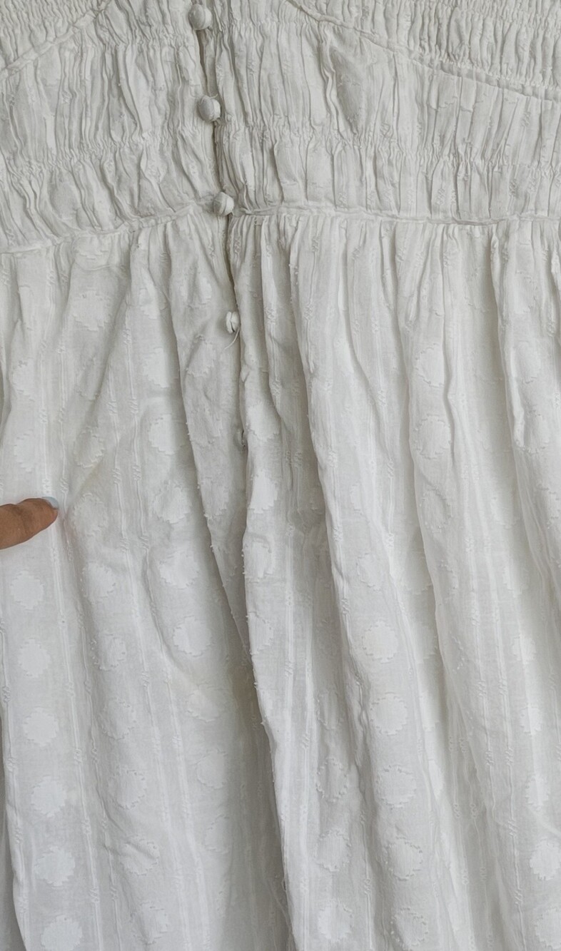 Anthropologie White V-Neck Button-Front Midi Dress with Flutter Sleeves As Is - Picture 15 of 15